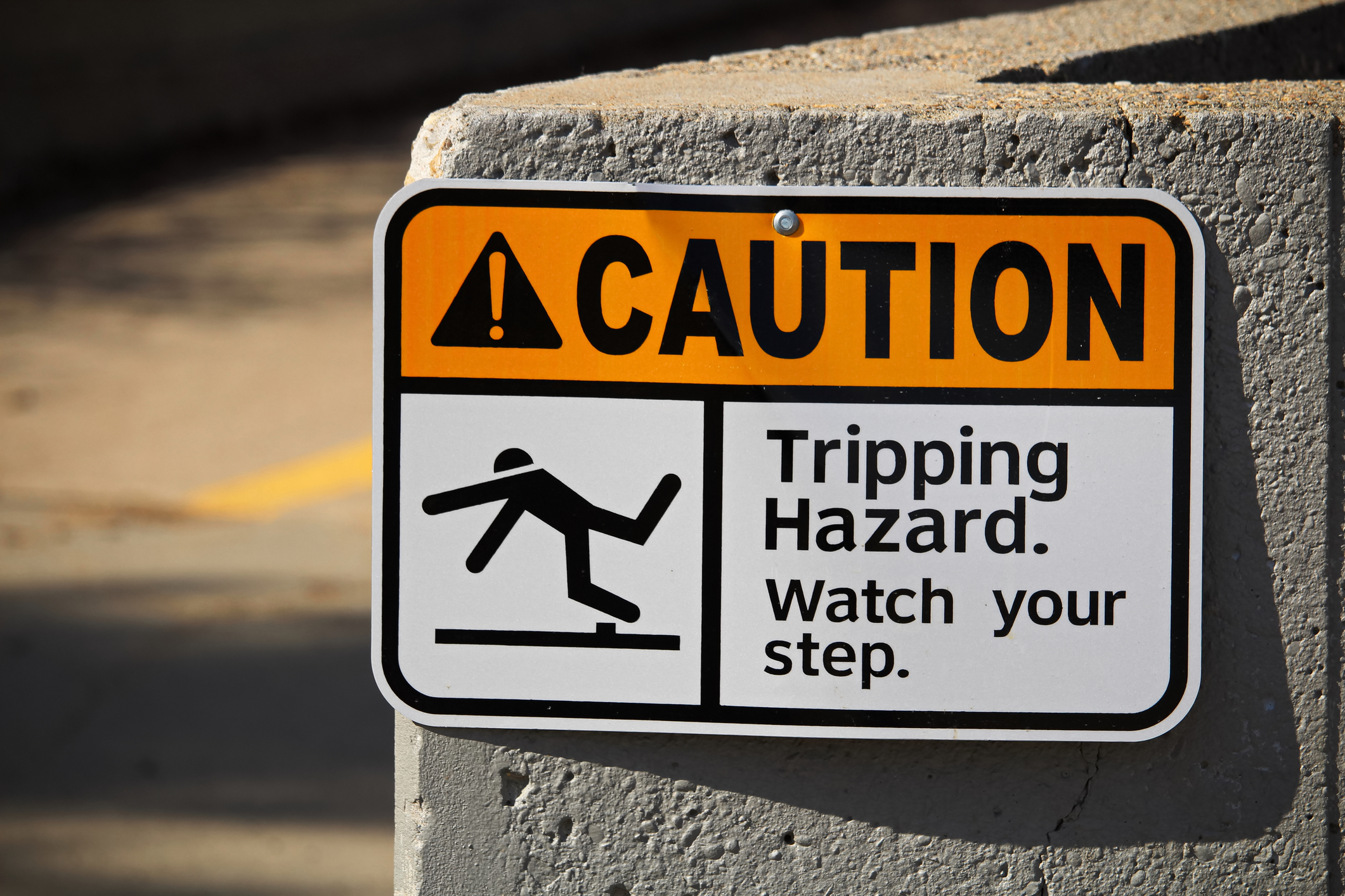 Tripping hazard sign