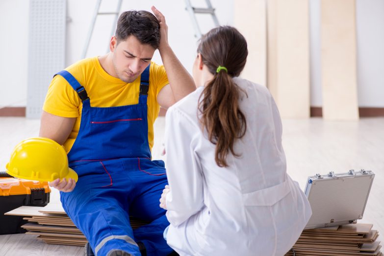Workplace injury with doctor in workplace